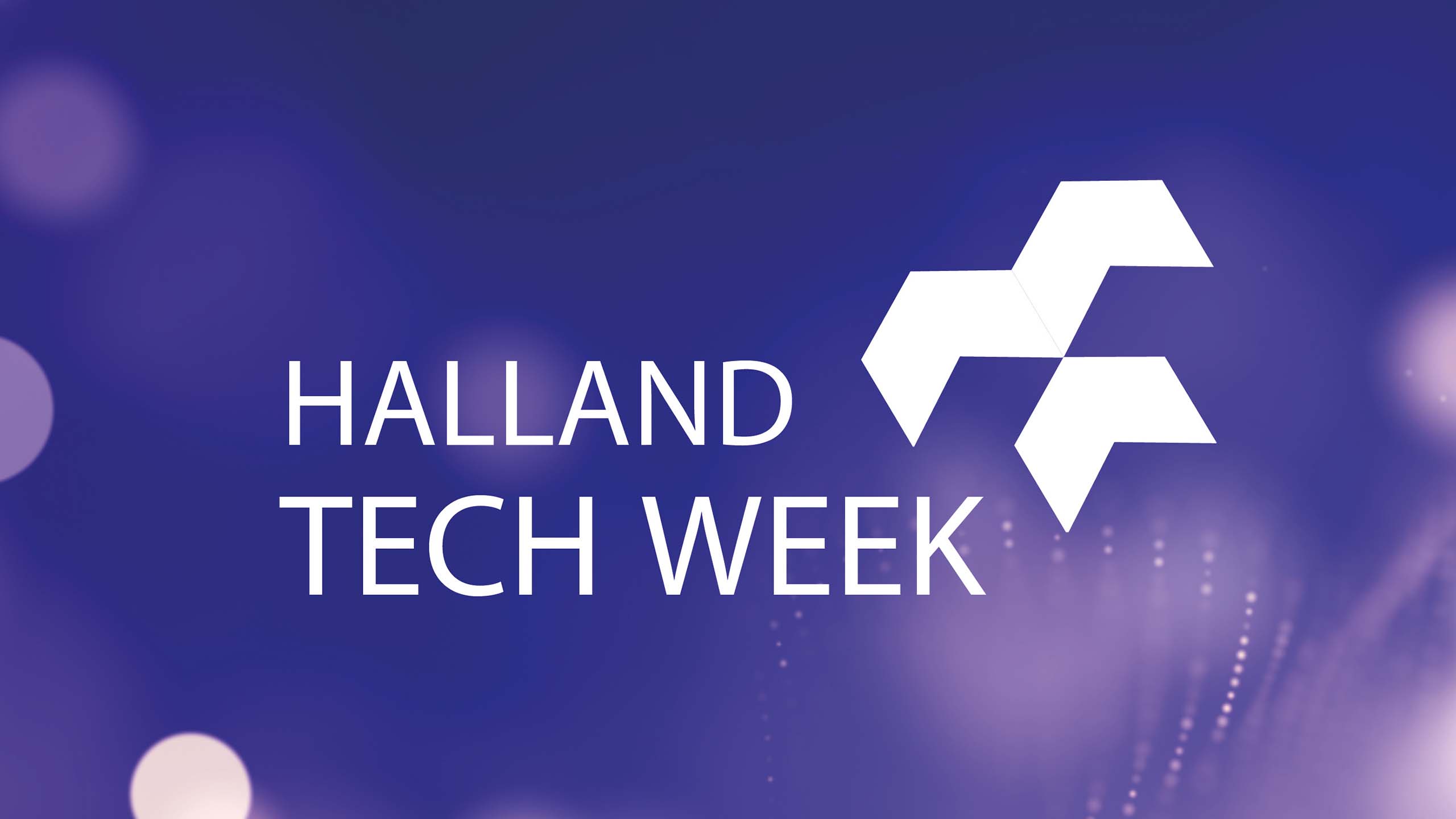 Halland Tech Week logotyp mot en lila bakgrund.