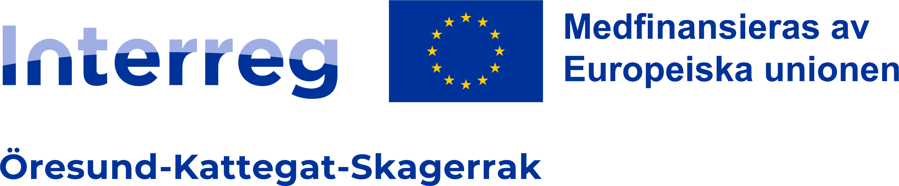 Interreg Öresund-Kattegatt-Skagerrak, medfinansieras av Europeiska unionen, logotyp.